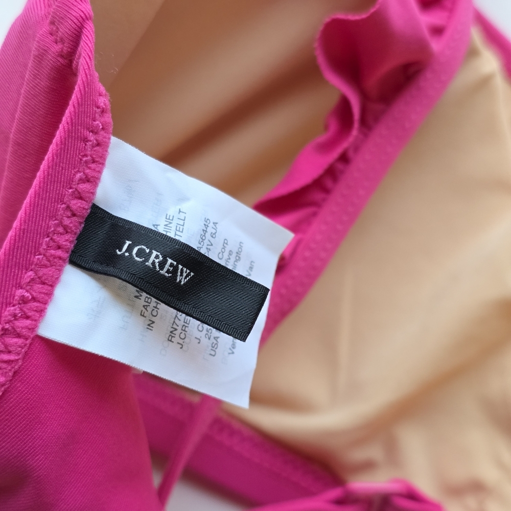 J. Crew Ruffled Swim Top Pink Medium - Picture 3 of 11